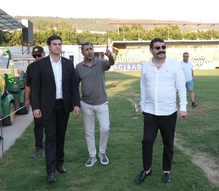 Bodrum Belediye Başkanı Tamer Mandalinci Bodrum FK stadyumundaki son gelişmeleri yerinde inceledi