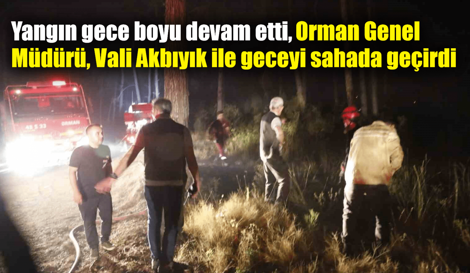 Yangın gece boyu devam etti, Orman Genel Müdürü, Vali Akbıyık ile geceyi sahada geçirdi