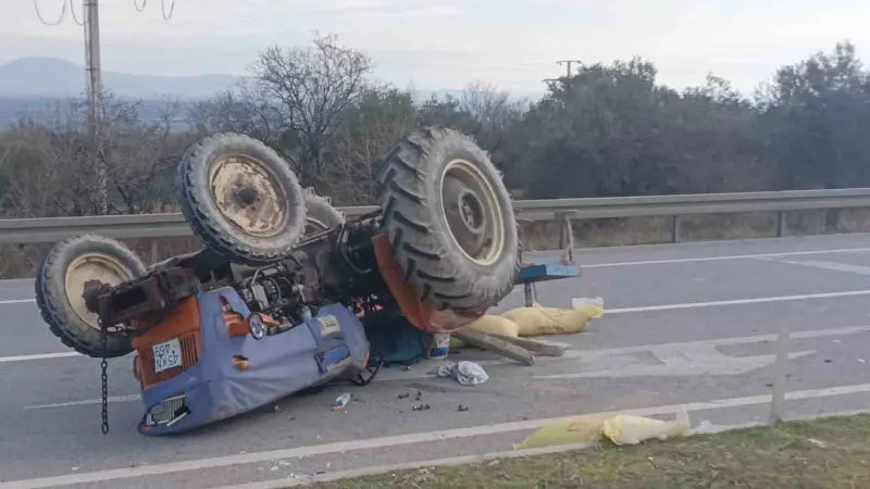 Manisa’nın Kırkağaç ilçesinde otomobil ile traktörün çarpışması sonucu traktör sürücüsü